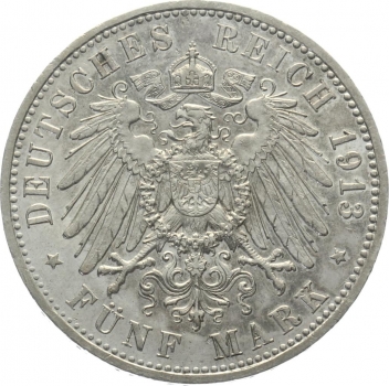 Preussen 5 Mark 1913 A Wilhelm II. in Uniforn